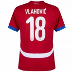 Günstige Fußballtrikots Serbien Vlahovic 18 Heimtrikot EURO 2024 Kurzarm
